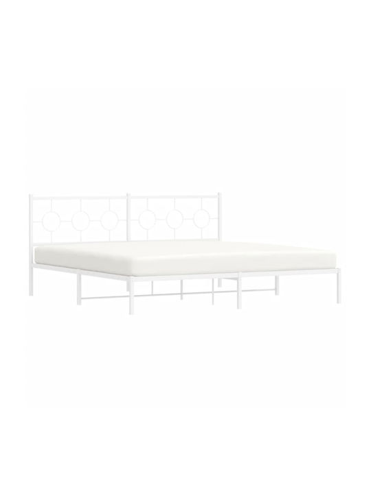 King Size Metallbett Weiß mit Lattenrost für Matratze 193x203cm