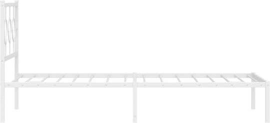 Pat Semi-dublu Metalic Alb Cu Plăci Pentru Saltea 107x203cm
