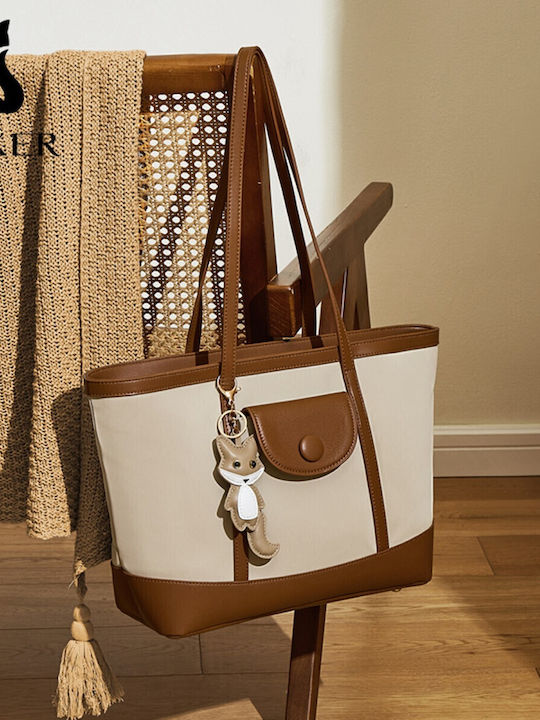 Δερμάτινη Γυναικεία Τσάντα Shopper Ώμου Καφέ