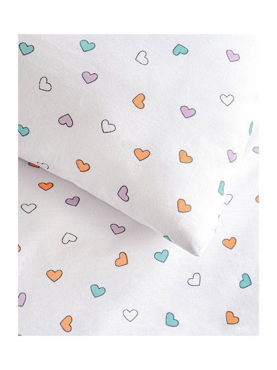 Rythmos Bettbezug-Set Baumwolle Übergröße mit 2 Kissenbezügen 220x250 Tiny Heart White