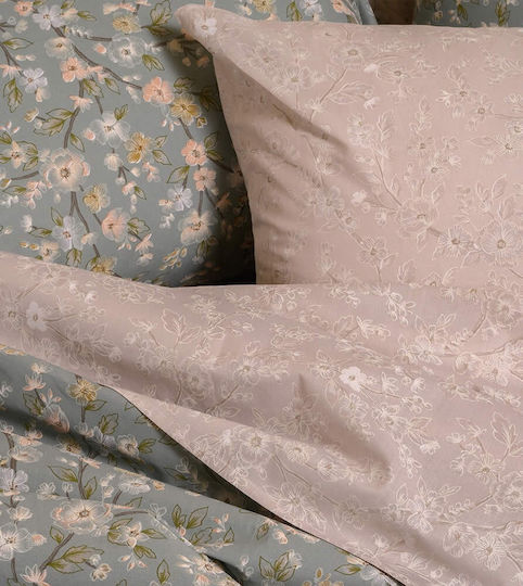 Melinen Sheet Sets Queen with Elastic 160x200+32cm. Amy Aqua 4pcs