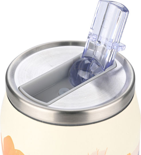 Estia Reisebecher Save the Aegean Recycelbare Thermosflasche Rostfreier Stahl / Kunststoff BPA-frei 500ml Sommer Reverie mit Stroh