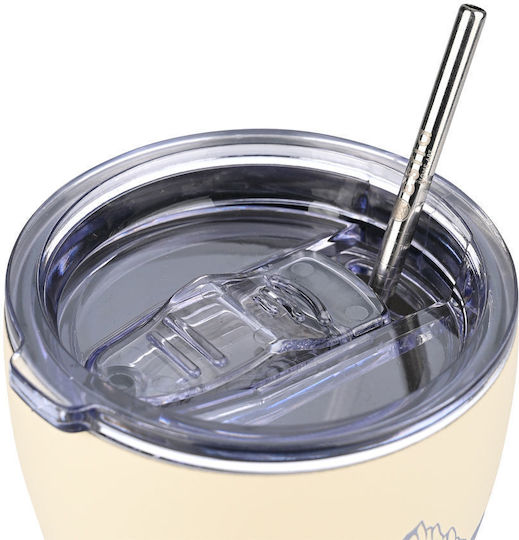 Estia Coffee Mug Save The Aegean Recyclable Glass Thermos Stainless Steel BPA Free 350ml Alpine essence with Straw