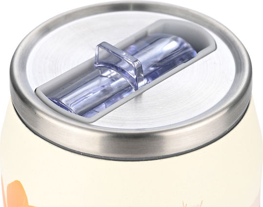 Estia Reisebecher Save the Aegean Recycelbare Thermosflasche Rostfreier Stahl / Kunststoff BPA-frei 500ml Sommer Reverie mit Stroh