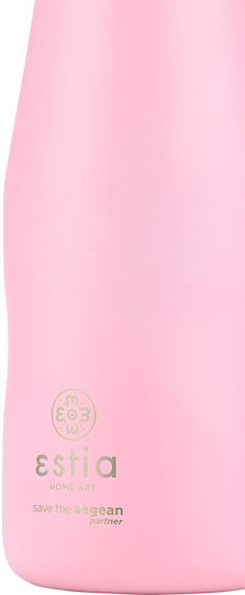 Estia Reise Thermosflasche Save the Aegean Recycelbare Flasche Thermos Rostfreier Stahl BPA-frei 350ml Blossom Rosa