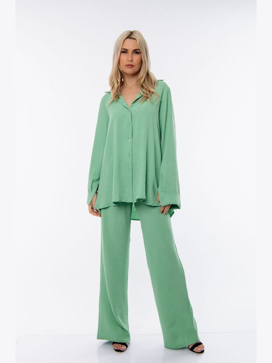 Green Shirt + Trousers Set