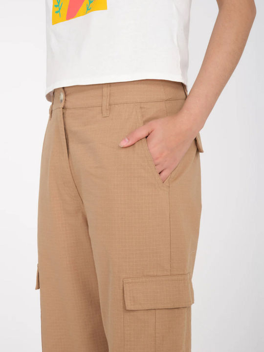 Volcom Women's High-waisted Cotton Cargo Trousers Brown