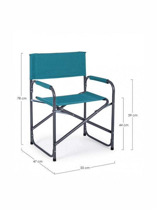 Aluminum Director Chair Olbia Turquoise 56x47x80cm