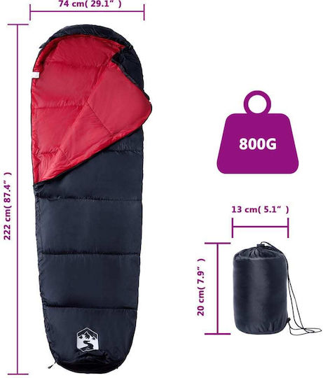 vidaXL Sleeping Bag Single Red