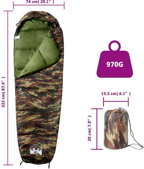 vidaXL Sleeping Bag Μονό Πράσινο