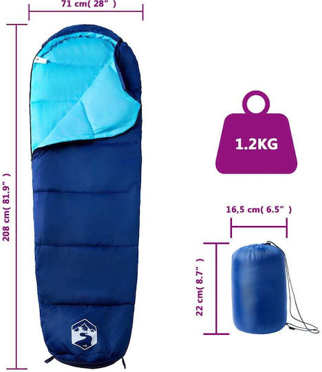 vidaXL Sleeping Bag Single Blue