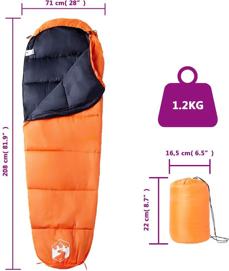 vidaXL Sleeping Bag Μονό Πορτοκαλί