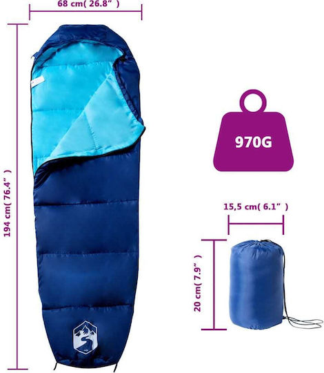 vidaXL Sleeping Bag Μονό Μπλε