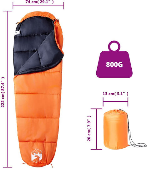 vidaXL Sleeping Bag Μονό Πορτοκαλί