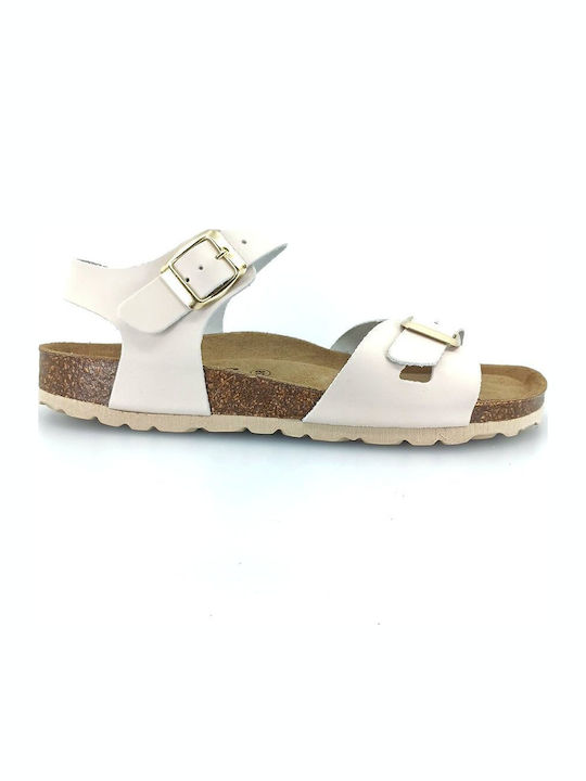 Leather Women's Flat Sandals Anatomic in White Color