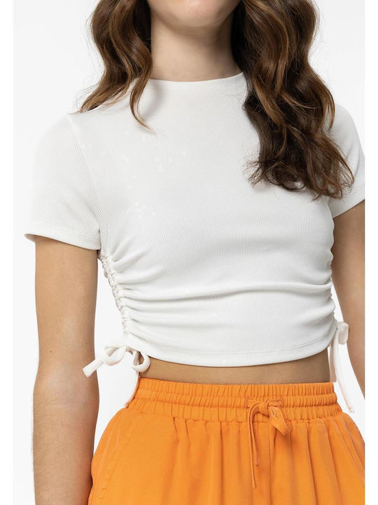 Crop Top pentru copii Cu mânecă scurtă White