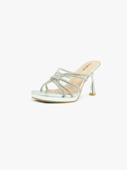 Mules Straps & Strass Silver V-199-silver