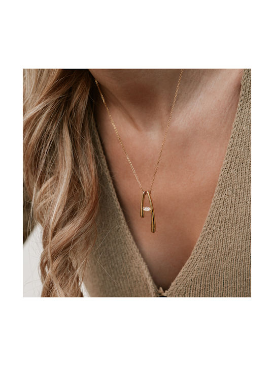 Jcou Necklace from Gold Plated Silver with Zircon