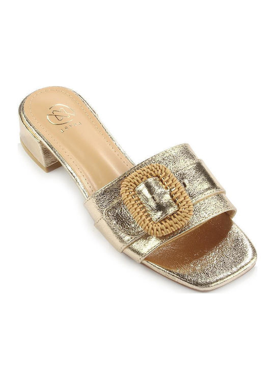 Mule Διακοσμητική Τετραγωνη Αγκράφα Μπαμπού Fshoes Gg82.16 Fshoes Χρυσο
