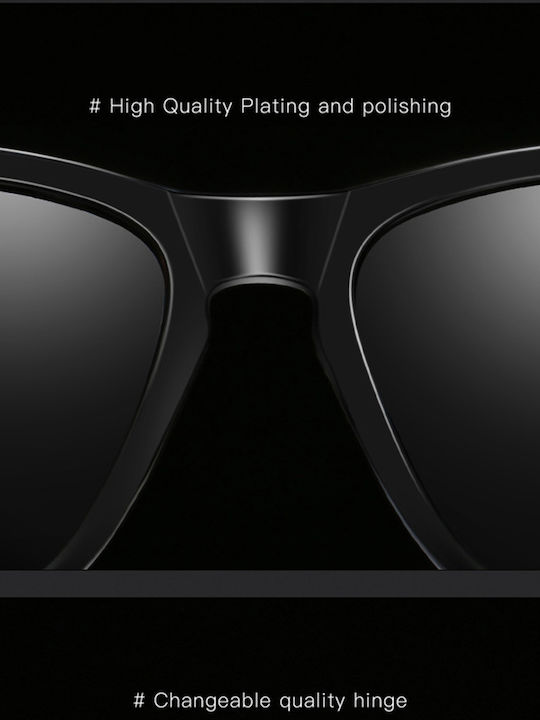 Techsuit Unisex Sunglasses with Black Plastic Frame and Yellow Gradient Polarized Lens
