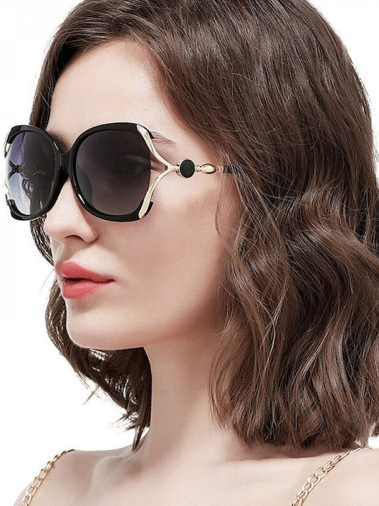 Techsuit Women's Sunglasses with Black Frame and Black Gradient Polarized Lens