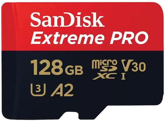 Sandisk Extreme Pro microSDXC 128GB U3 V30 A2 UHS-I 200MB/s με αντάπτορα