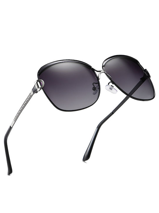 Techsuit Women's Sunglasses with Brown Metal Frame and Gray Gradient Polarized Lens