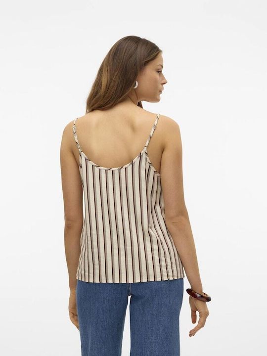 Vero Moda Women's Summer Blouse Linen Sleeveless with V Neckline Birch