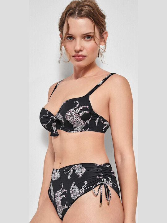 Underwire Bikini Bra with Adjustable Straps Black