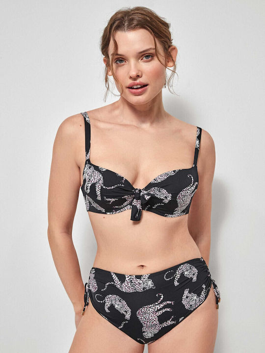 Underwire Bikini Bra with Adjustable Straps Black