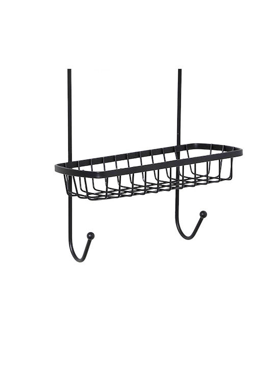 Wall Mounted Bathroom Shelf Metallic with 2 Shelves 22.5x10x55cm Black