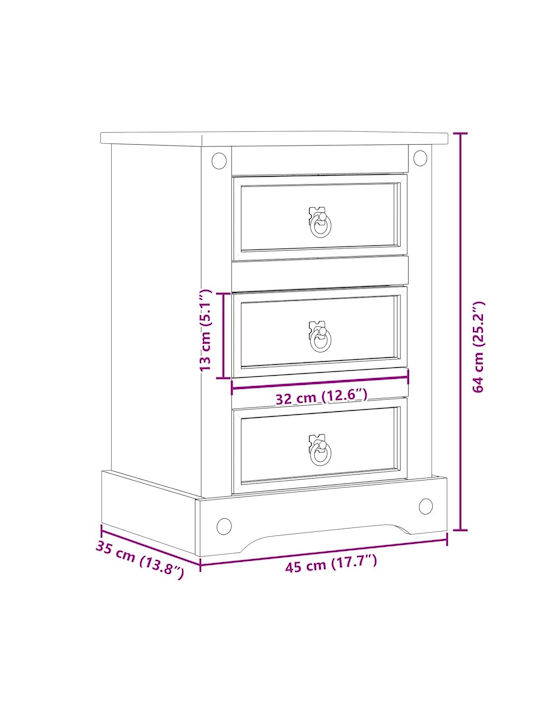Nachttisch Metall Beige 45x35x64cm