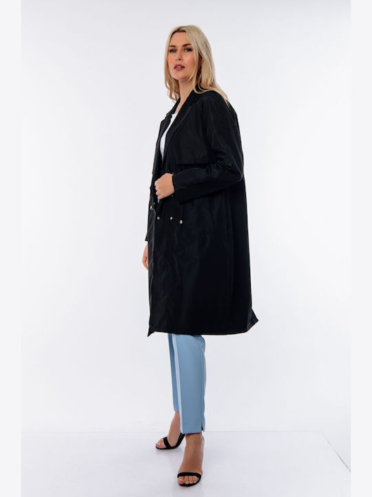 Femeie black Palton cu Nasturi