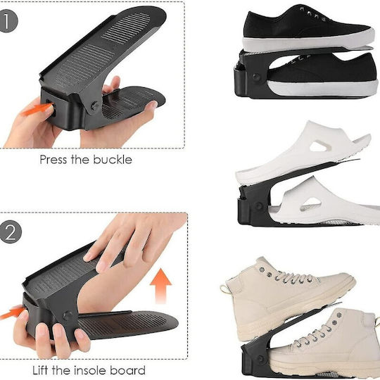 Bază Din Plastic Pentru Depozitarea Pantofilor Neagră 6x25.5x11cm 4 Bucăți