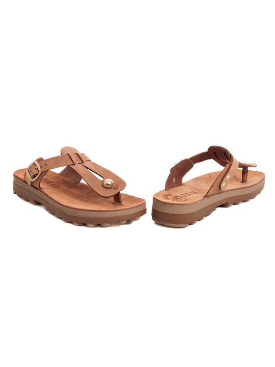 Fantasy Sandals Mirabella Leder Damen Flache Sandalen Cappuccino