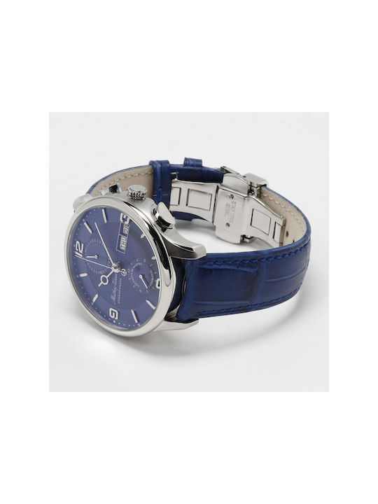 Mathey Tissot Watch Chronograph Automatic with Blue Leather Strap