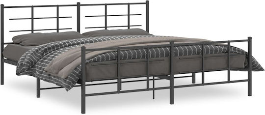 Bett King Size Metall Schwarz mit Latten für Matratze 193x203cm