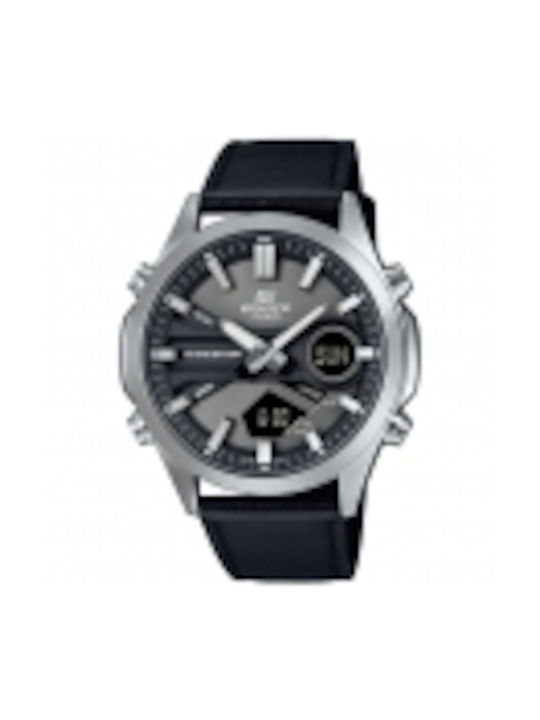 Casio Watch Chronograph Battery with Black Leather Strap