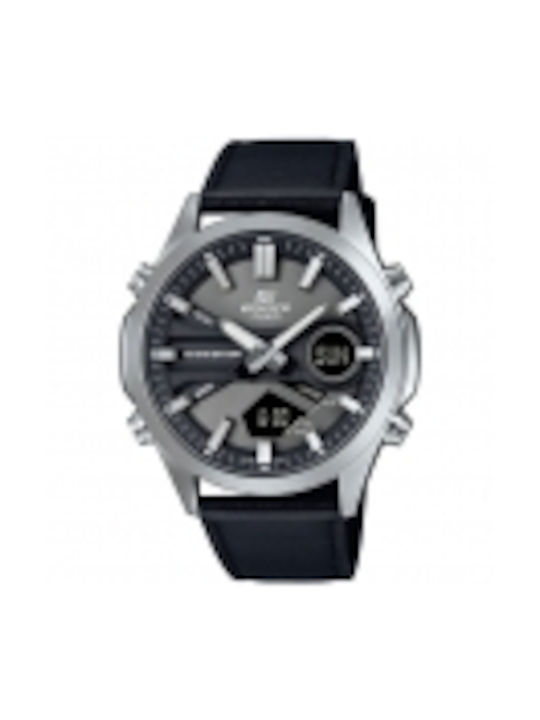 Casio Uhr Chronograph Batterie mit Schwarz Lederarmband