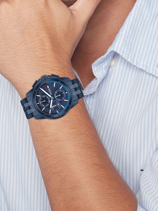 Tommy Hilfiger Walker Men's Watch 44mm Battery with Blue Metal Bracelet