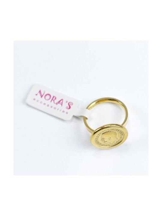 Nora's Accessories Damen Ring aus Stahl Vergoldeter