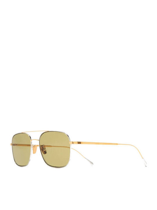 Unisex Sunglasses with Gold Metal Frame and Yellow Lens