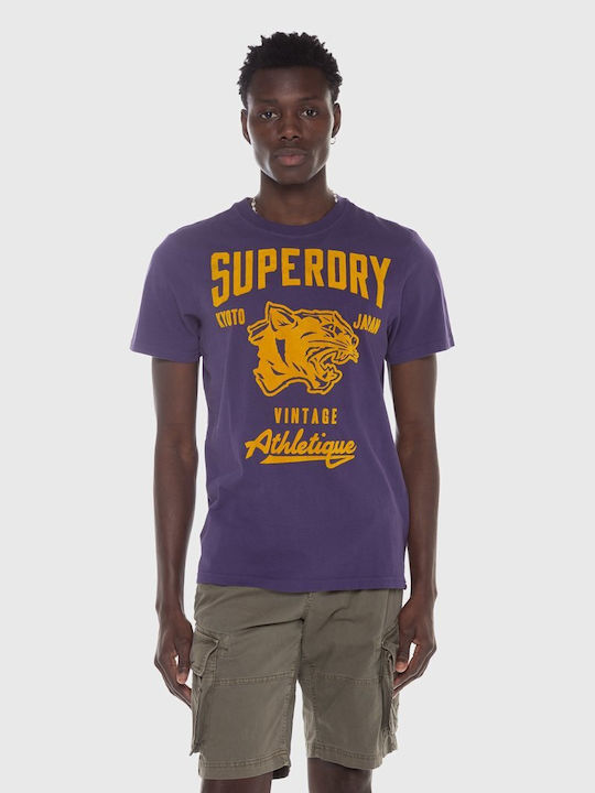 Superdry Track & Field Ath Graphic T-shirt Bărbătesc cu Mânecă Scurtă Violet