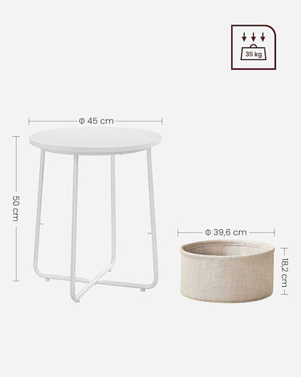 Round White Wooden Side Coffee Table W45xL45xH50cm