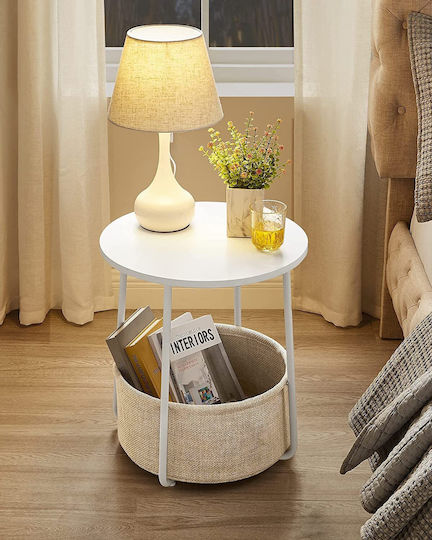 Round White Wooden Side Coffee Table W45xL45xH50cm