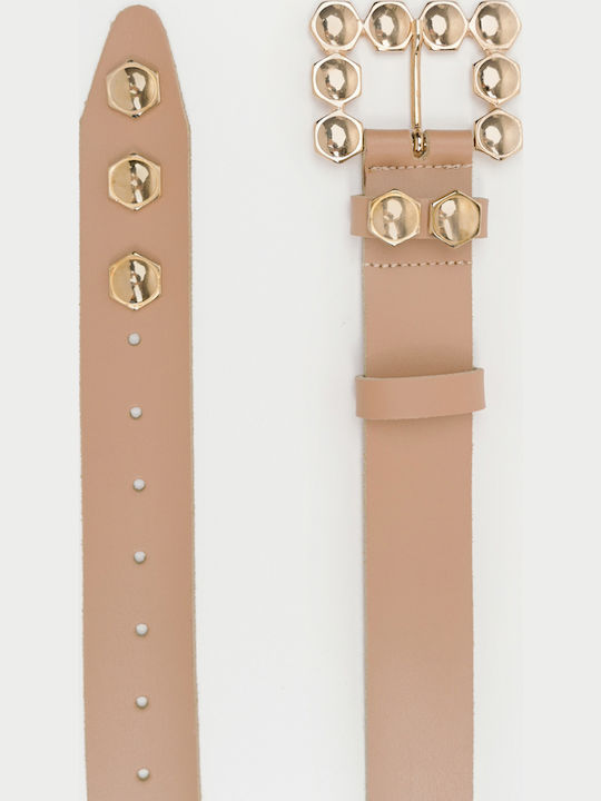 Leather Women's Belt Beige