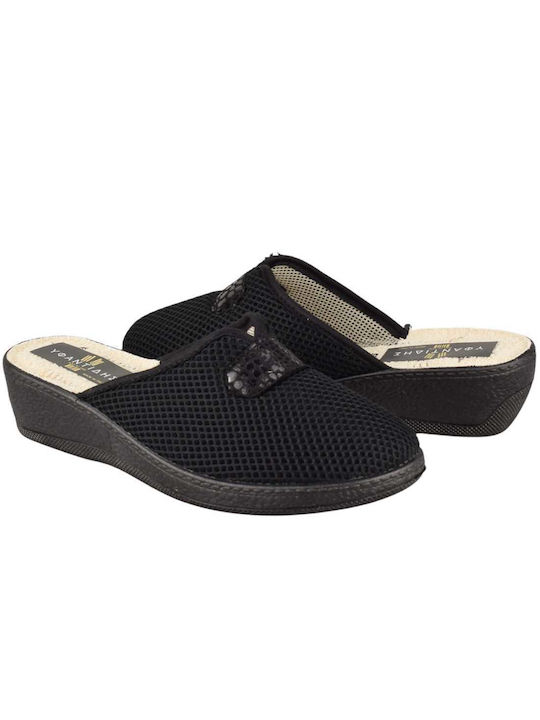 Yfantidis Winter Women's Slippers in Black color