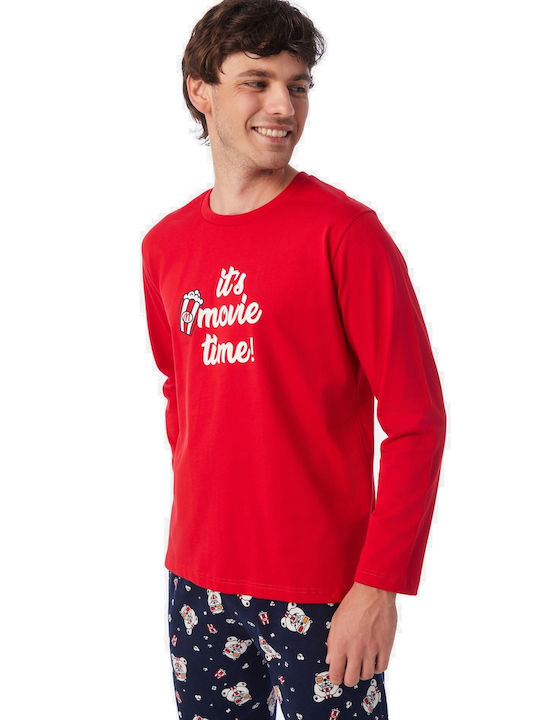 Minerva Men's Summer Pajamas Set Red