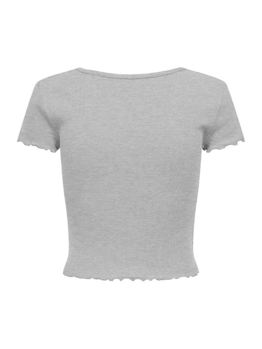 Life Women's Blouse Cotton Short Sleeve Light Grey-melange