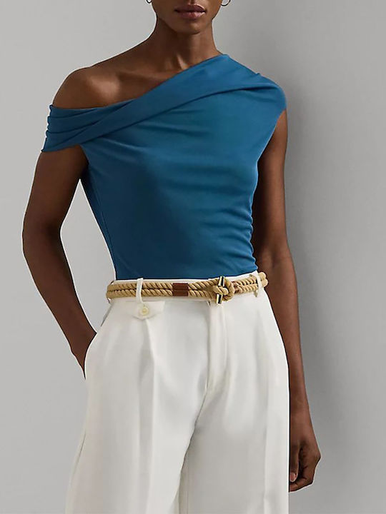 Ralph Lauren Damen Bluse Baumwoll mit einem Schulter Indigo